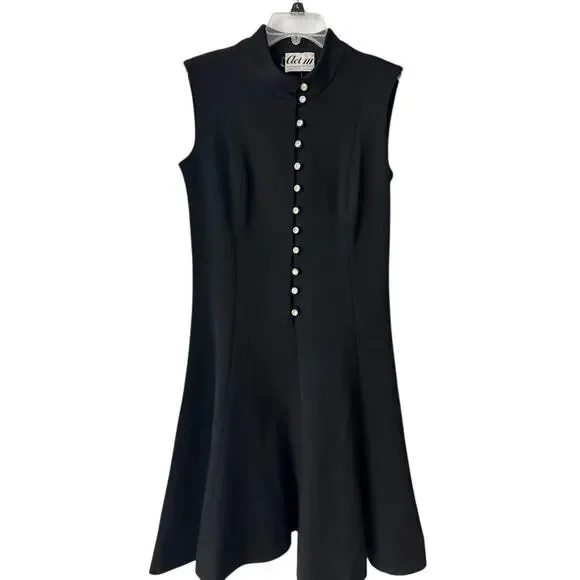 Vintage Act III Mod Black Wool Dress w/ Rhinestone Buttons - Picture 8 of 14